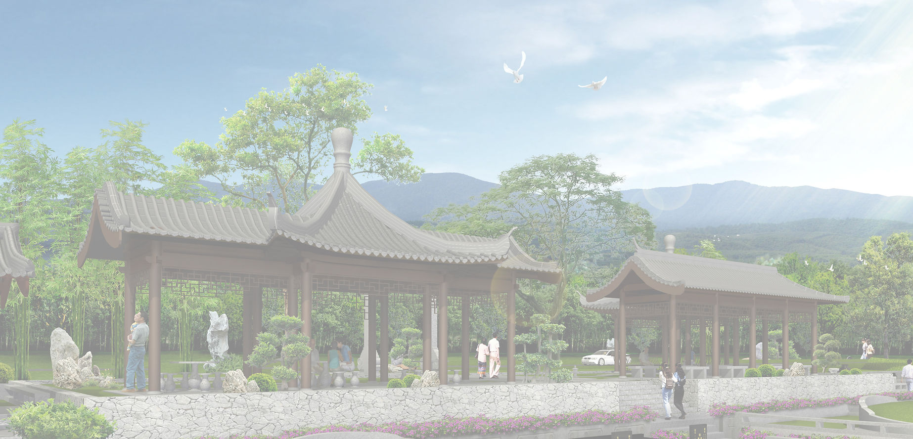 Memorial park setting